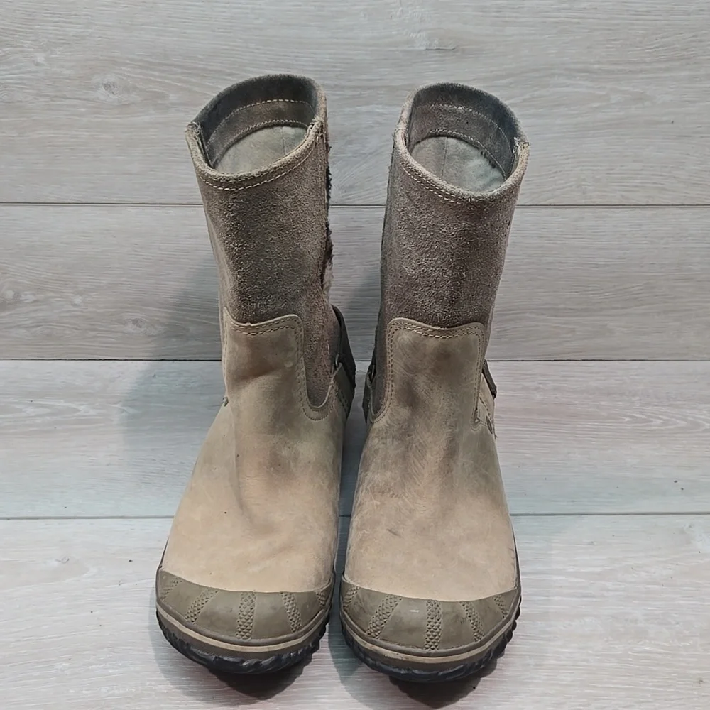 Sorel Women's Ankle Leather Rubber Tan&Brown Boots Shoes Sz 9